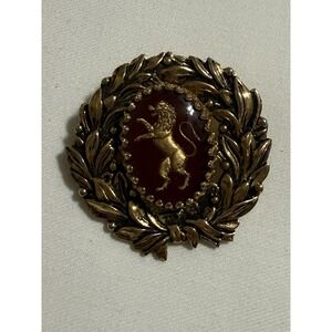 Vintage Gold Tone Standing Charging English Leo The Lion Jewelry Brooch Pin